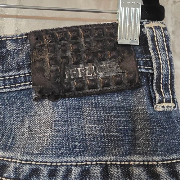Affliction Black Premium Cooper Denim Jeans Men 36 Long Distressed Casual Grunge - Picture 9 of 10
